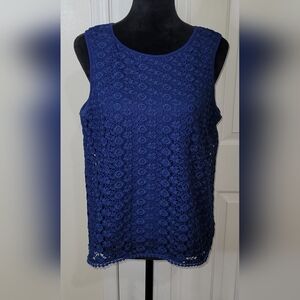 * Simply Styled Women's Crochet Lace Sleeveless Top Navy Size Large